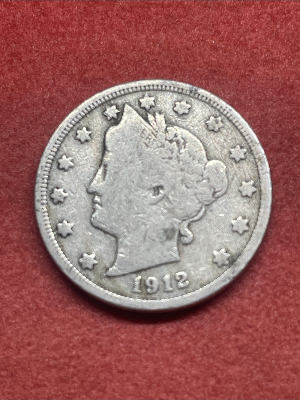 Vintage 1912 Liberty Head Nickel - Silver Tone